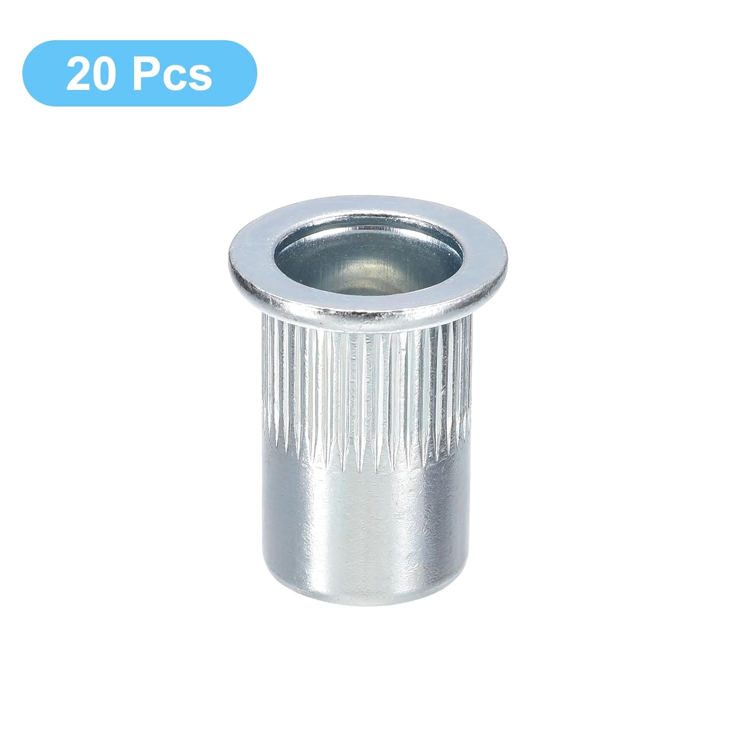 uxcell Tuercas de remache M10, 20 tuercas de inserción roscadas de cabeza plana de acero al carbono chapadas en zinc para metal, plástico
