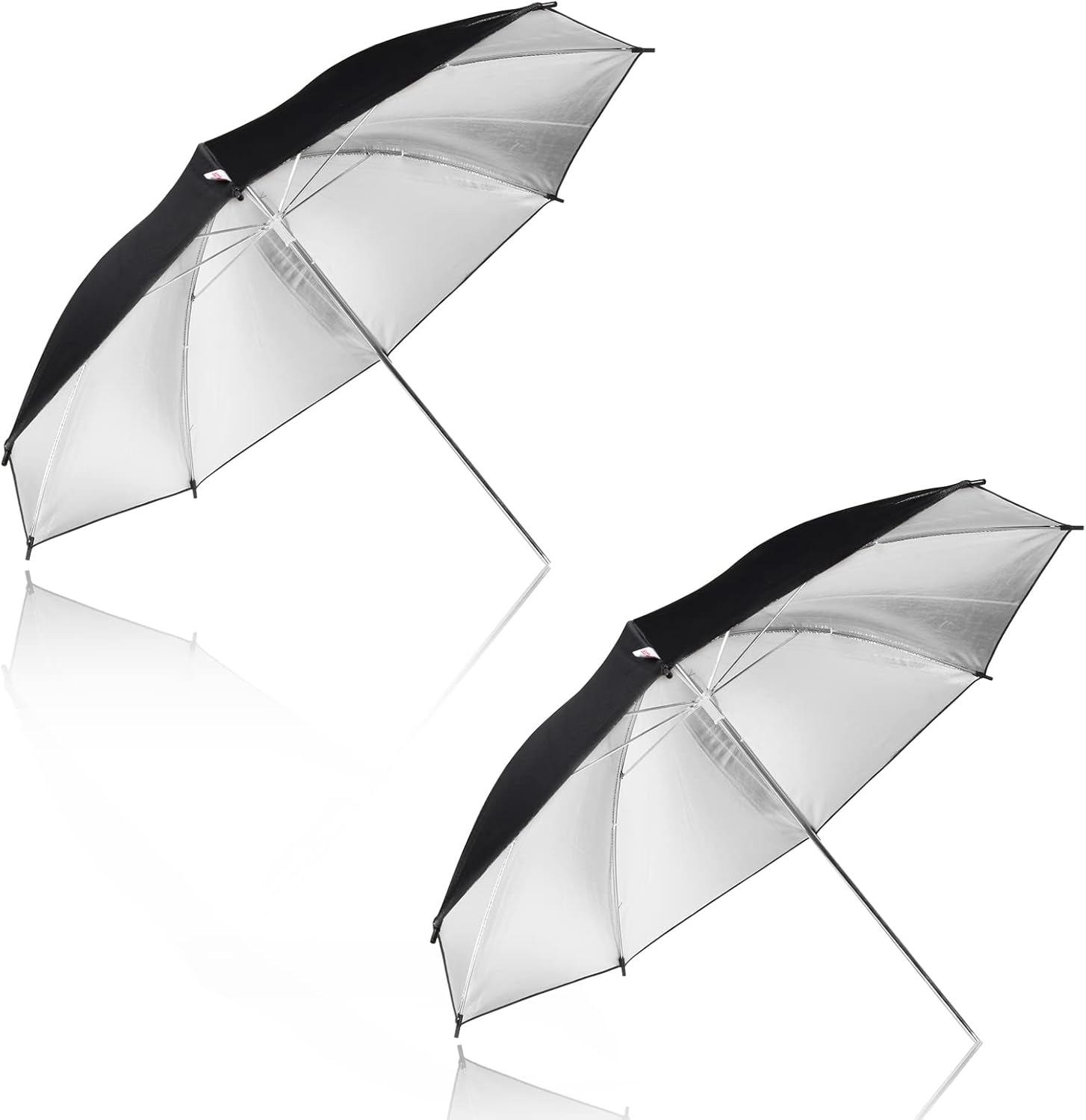 Paquete de 2 kits de iluminación para paraguas de fotografía, paraguas reflector negro y plateado de 43 pulgadas para estudioexteriores accesorios