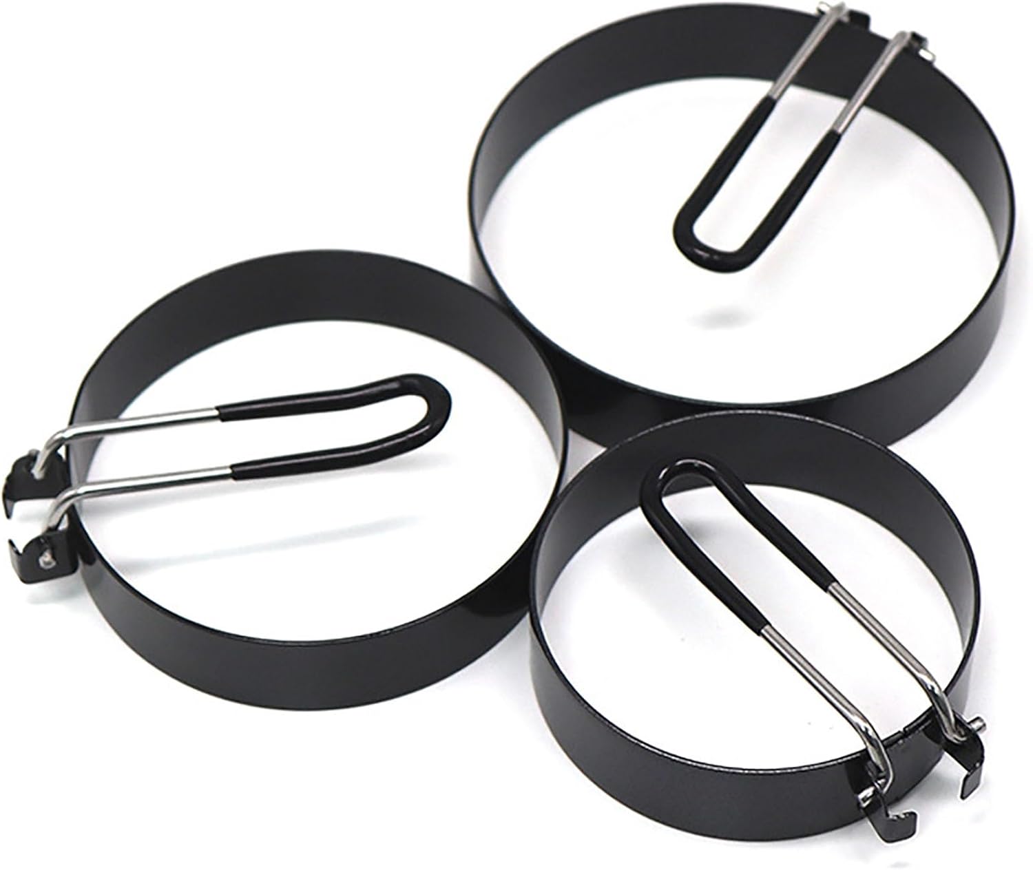 Juego de anillos de huevo de acero inoxidable, molde redondo para tortitas de huevo con asa, molde antiadherente para huevos, molde para panqueques
