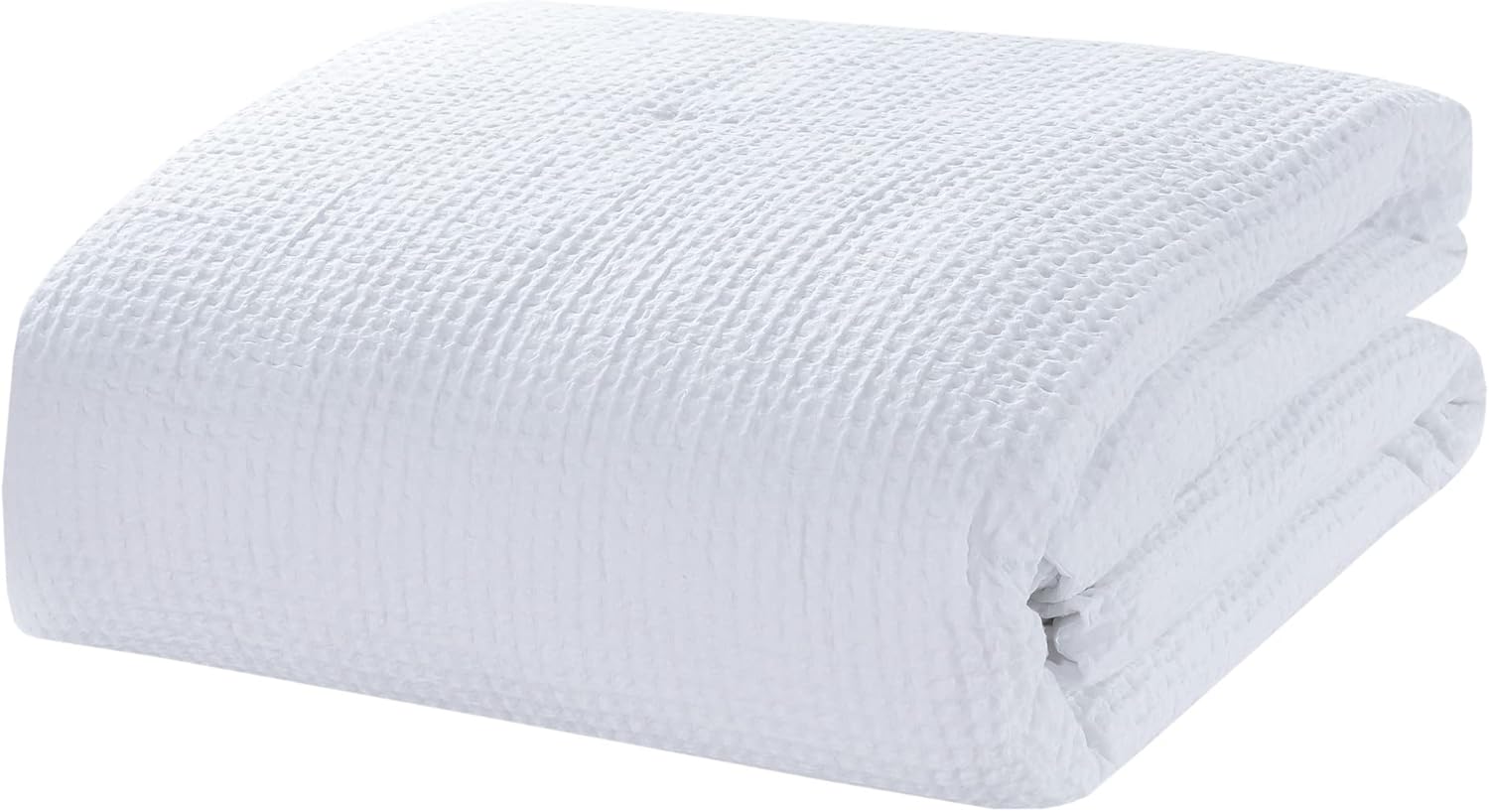 Chezmoi Collection Wilmer – Juego de edredón de 3 piezas con tejido de gofre, suave y acogedor para todas las estaciones, tamaño Queen, color blanco