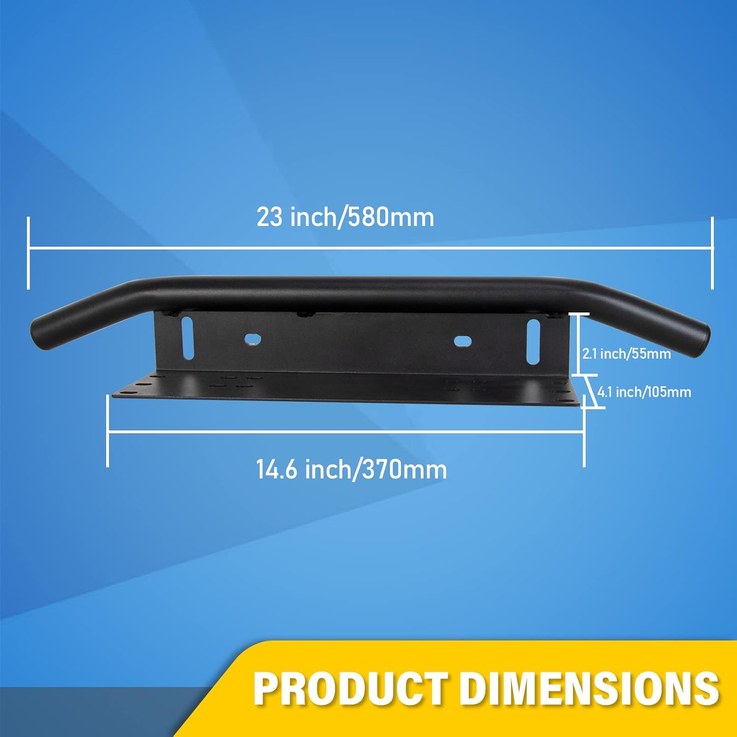 RIGODON 23 Inch Universal Bull Bar Black Light Bar Front Bumper License Plate Mount Bracket Holder for Offroad Running LED Light Bar LED Work Light