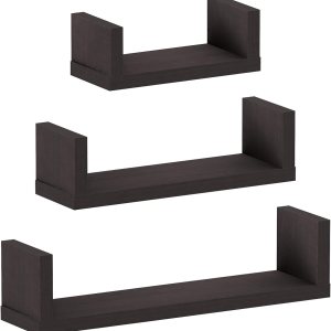 FURINNO Estantes flotantes montados en la pared Indo, Espresso FURINNO Estantes flotantes montados en la pared Indo, Espresso