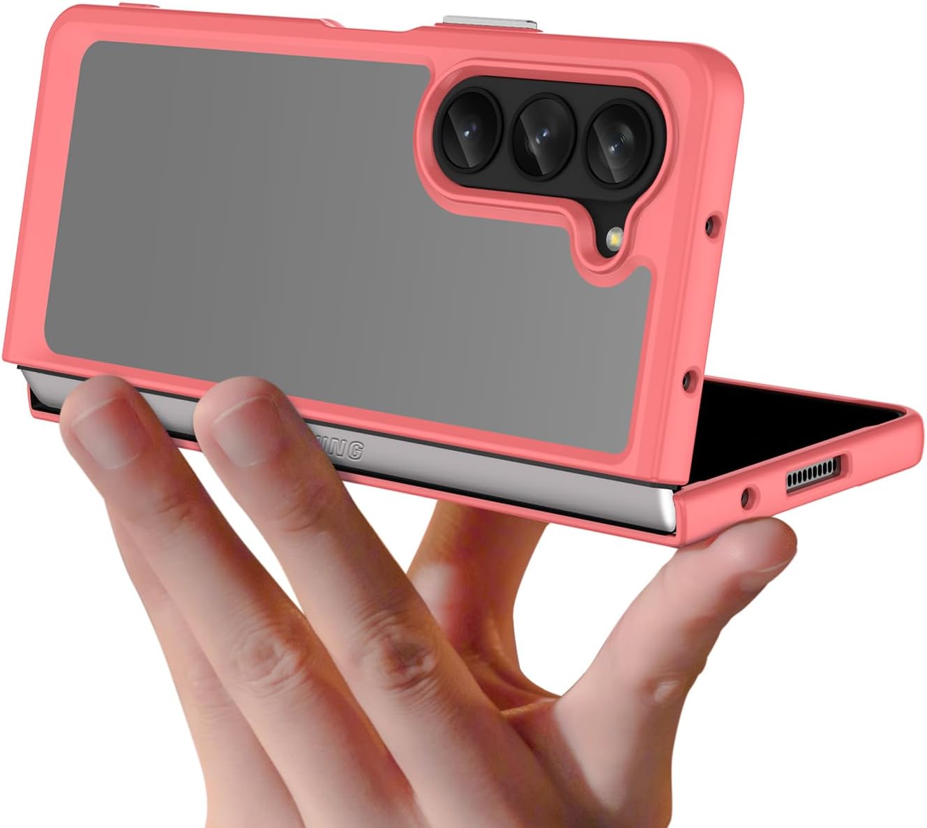 Funda para Samsung Galaxy Z Fold 5 5G Acrílico transparente + TPU Funda protectora transparente sin amarillamiento (rojo)