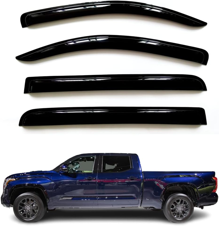 Deflectores de visera de ventana, protectores de lluvia compatibles con Toyota Tundra Crewmax 2007-2021