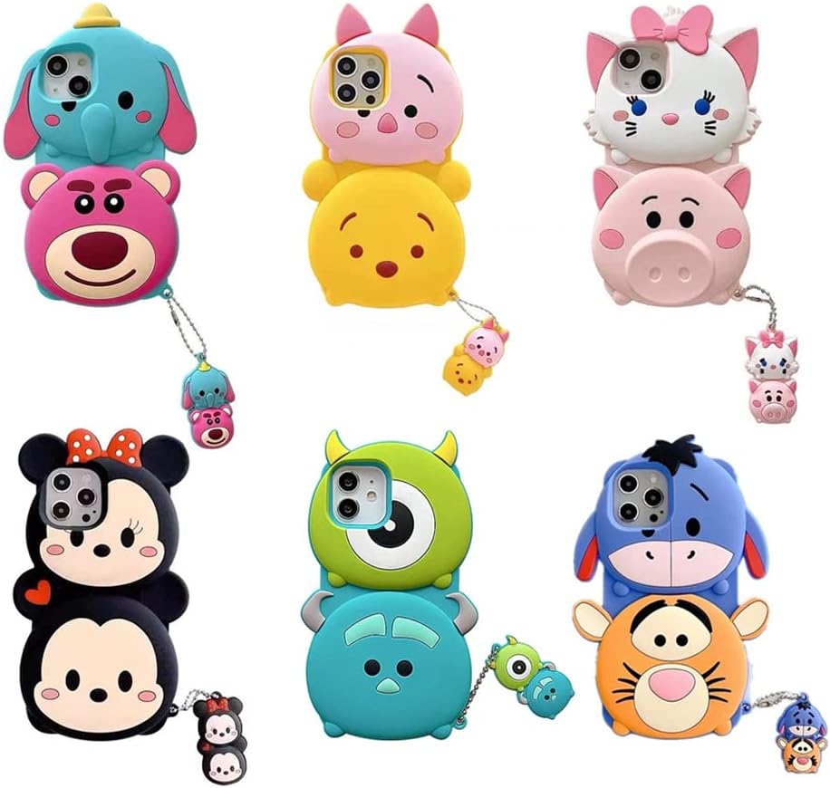 Funda de silicona suave con dije para Apple Disney, Disneyland 3D, dibujos animados, anime, encantador, para niños y niñas (para iPhone 11 Pro Max,