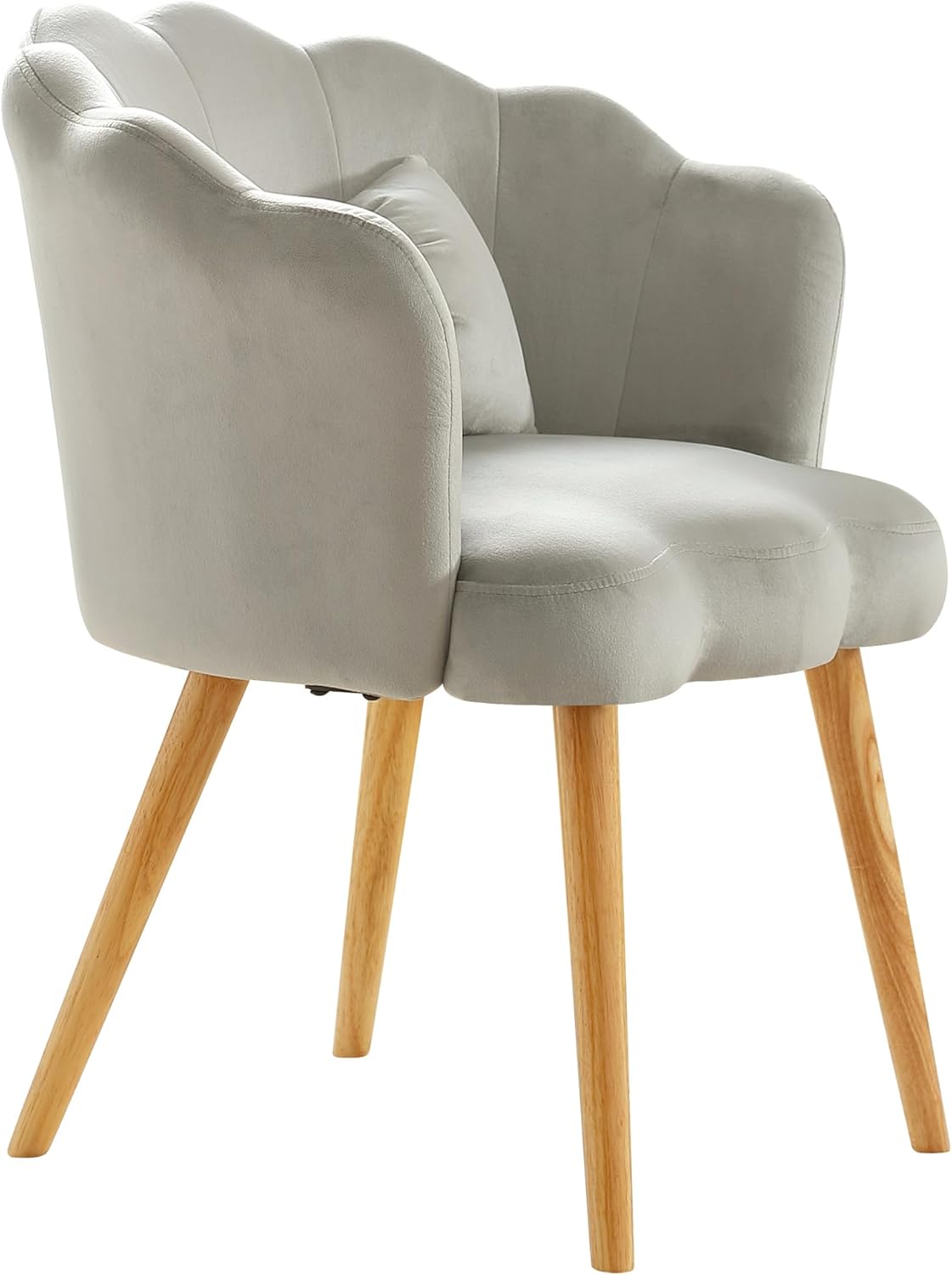 Clihome Silla de sala de estar con patas de madera, silla tapizada de terciopelo, silla moderna con brazo con almohada para comedor, dormitorio,