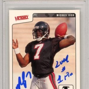 Michael Vick 2001 Upper Deck Victory “2001#1 Pick” Autograph Rookie Card PSADNA 10 Michael Vick 2001 Upper Deck Victory “2001#1 Pick” Autograph Rookie Card PSADNA 10