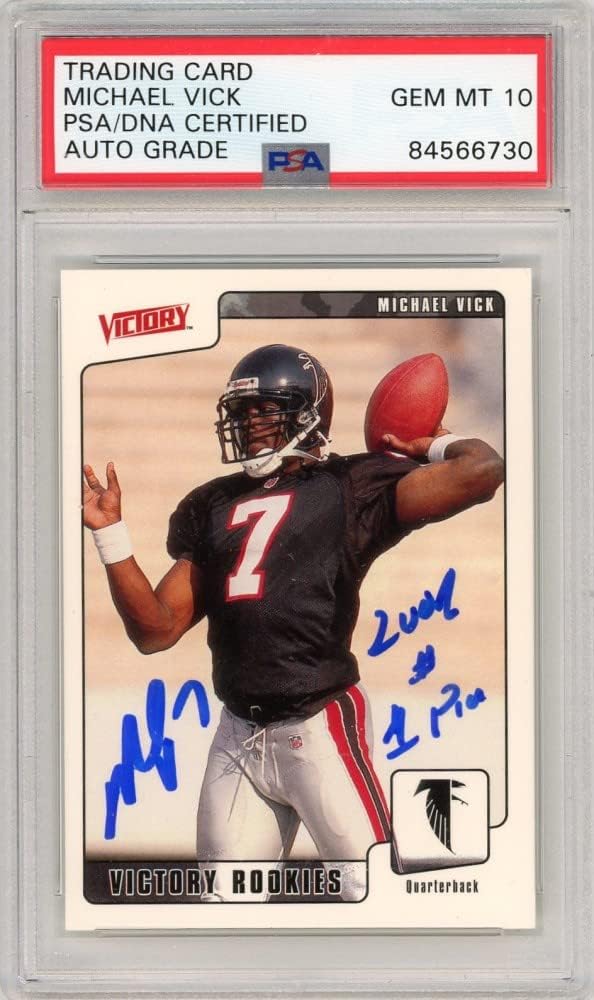 Michael Vick 2001 Upper Deck Victory “2001#1 Pick” Autograph Rookie Card PSADNA 10