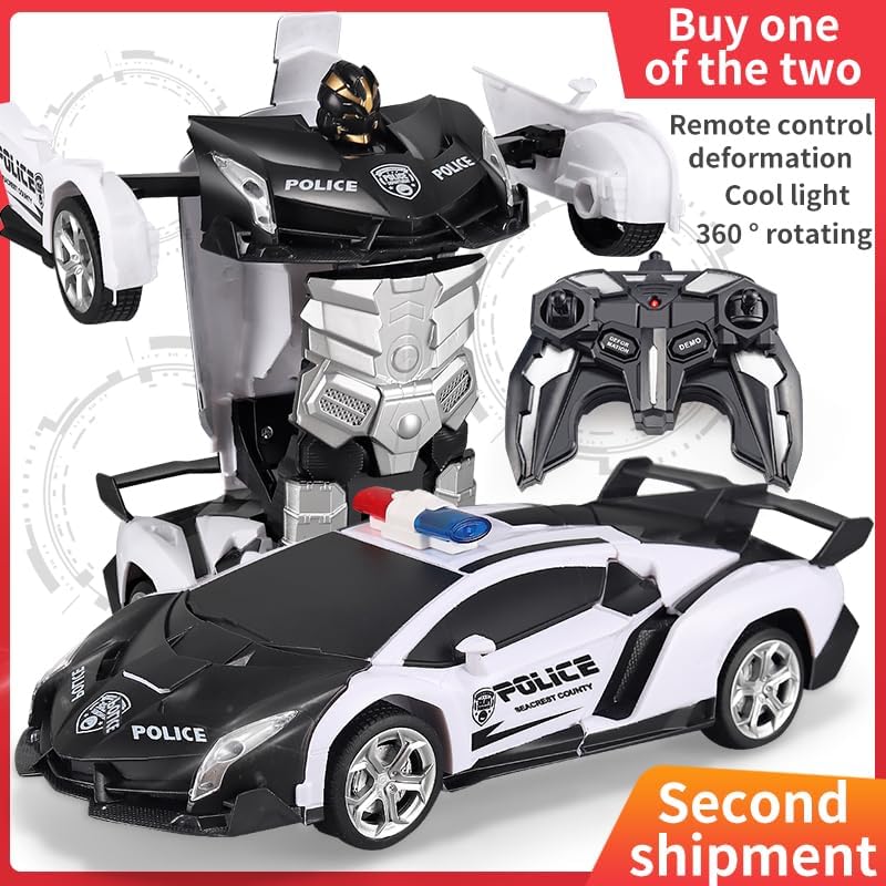 Remote Control Car – Transform Robot RC Cars Contains All Batteries One-Button Deformation and 360 Degree Rotating Drifting, Present Christmas