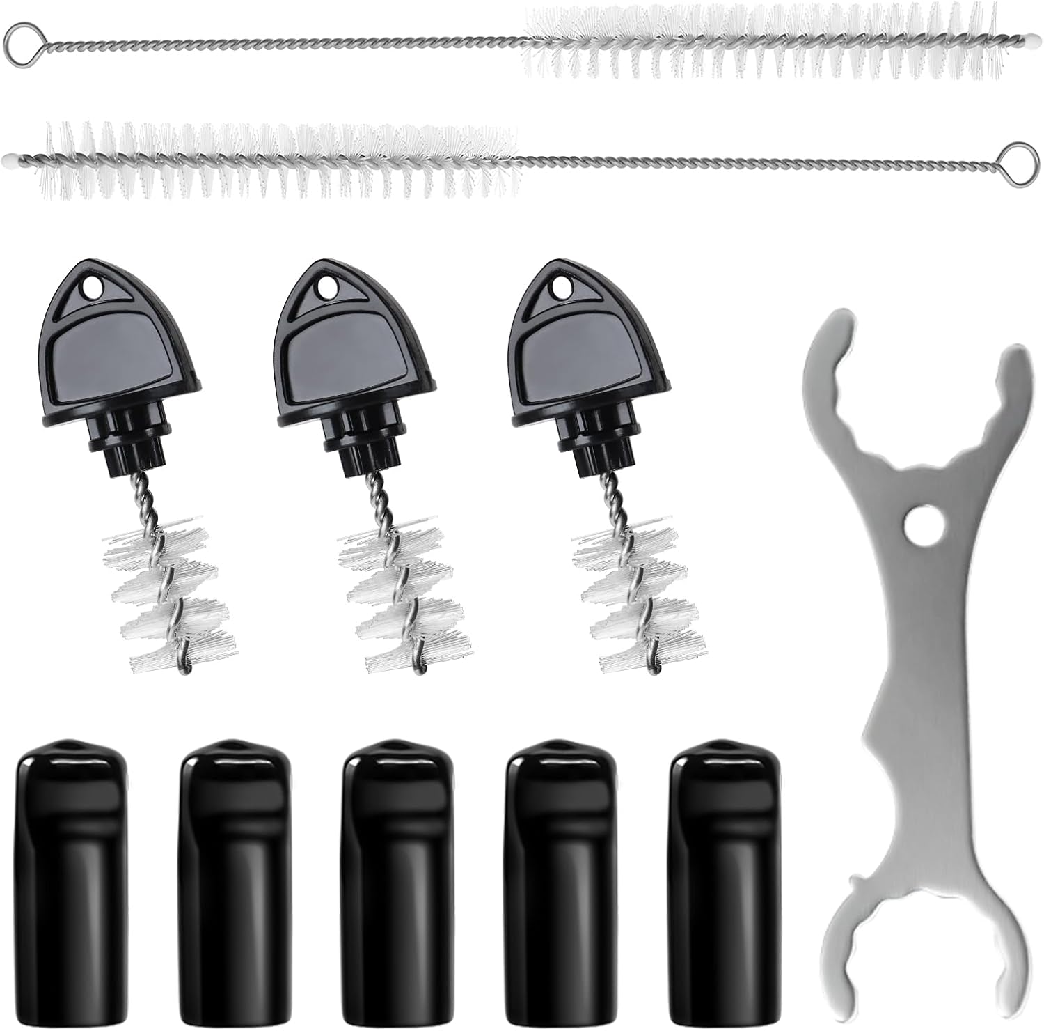 2 cepillos de grifo de cerveza de limpieza larga para grifo de cerveza de barril, con 3 tapones de grifo de cerveza, cepillo de grifo de cerveza, 5