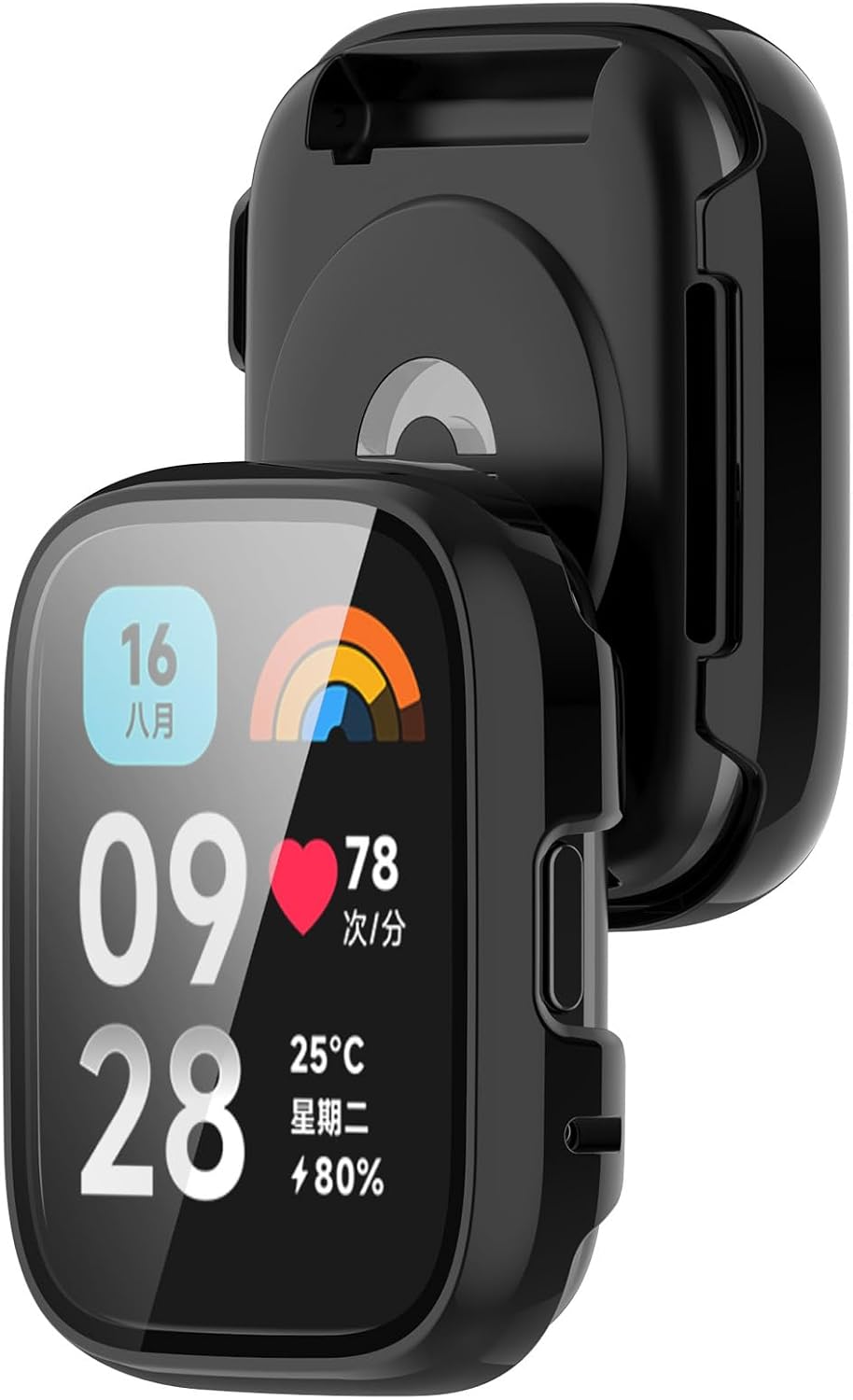 MOTONG Funda protectora para reloj de cobertura completa para PC, protector de pantalla de vidrio templado compatible con Redmi Watch 3Redmi Watch 3