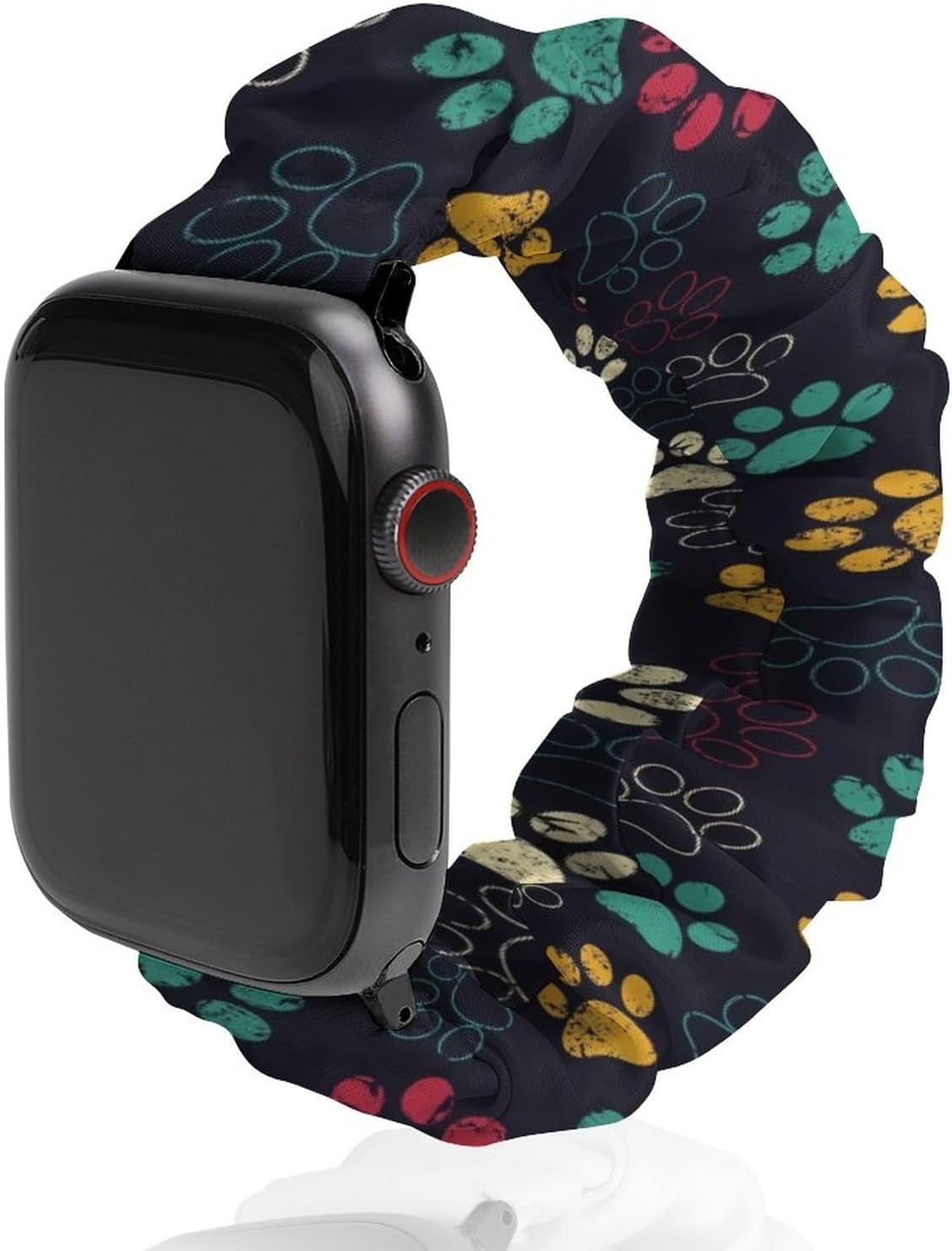 Compatible con Apple Watch Band Scrunchie de 1.496 pulgadas, 1.575 pulgadas, 1.654 pulgadas, 1.732 pulgadas, lindo estampado de huellas de huellas