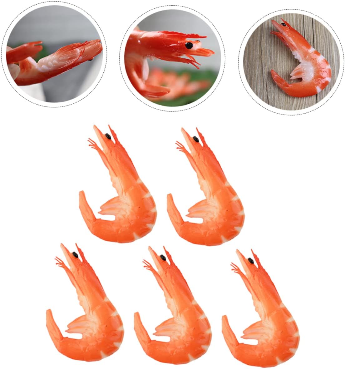 5 piezas de camarón artificial mini juguete Halloween accesorios mini juguetes para niños modelo de camarón falso simulación pescado carne mariscos