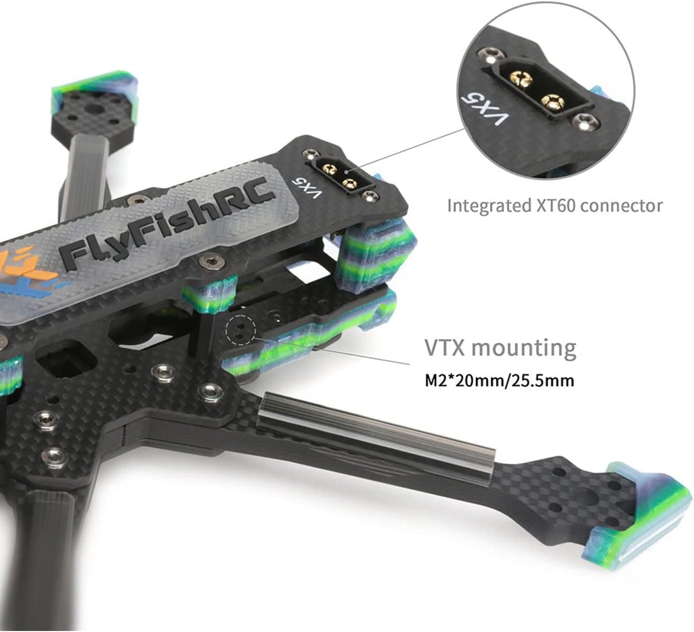 Volador II VX5 V2 RC FPV Drone Quad Frame Compatible para DJI O3 Unidad de Aire Caddx Vista T700 Fibra de Carbono Brazo de 0.236 in Drones 5