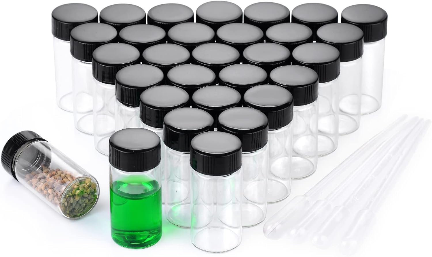 BKMAMLAB Frascos de vidrio pequeños transparentes de 0.7 fl oz 30 piezas con tapones de rosca (30 piezas)