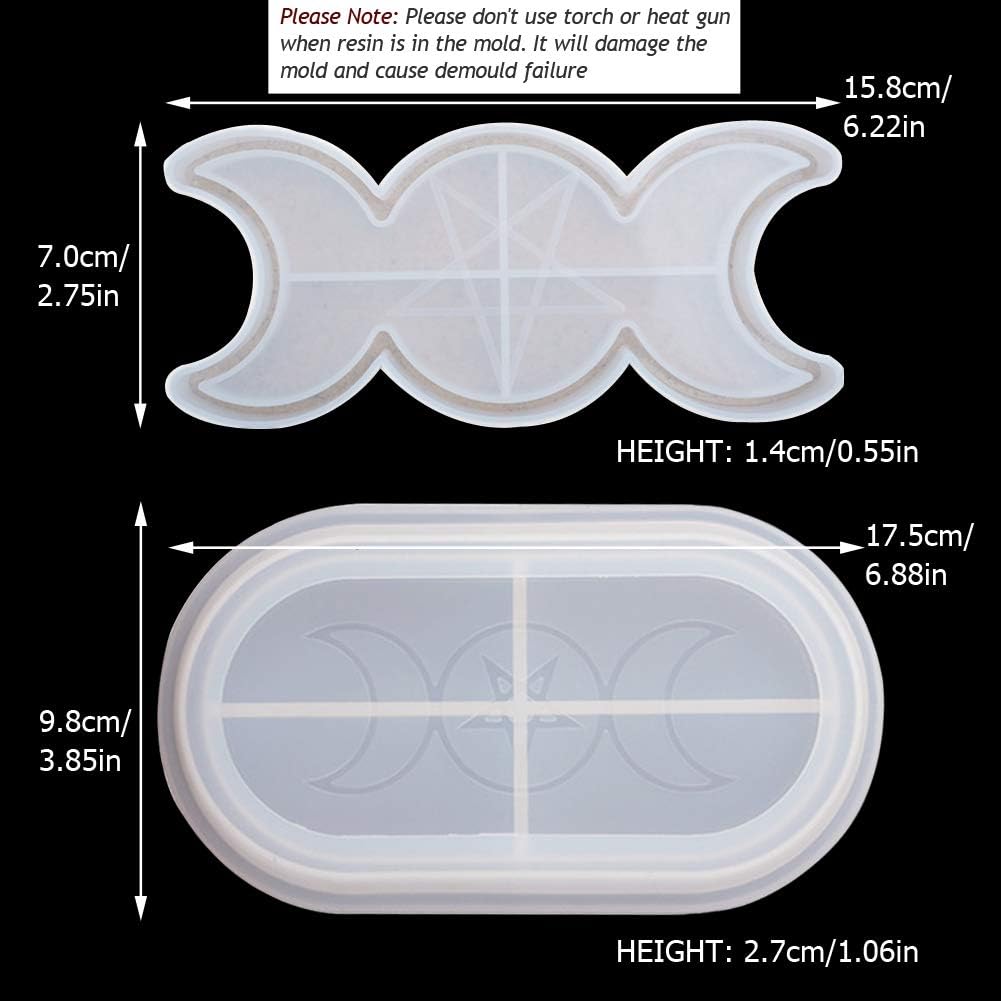 Molde de resina de silicona con forma de estrella y luna, molde de fundición de resina epoxi, soporte para velas, plato de almacenamiento de joyas,