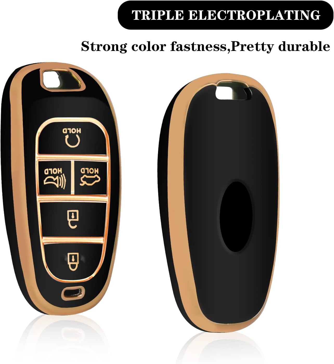 Funda para llavero Hyundai con llavero compatible con Hyundai Sonata Smart de 5 botones 2020, funda protectora de TPU