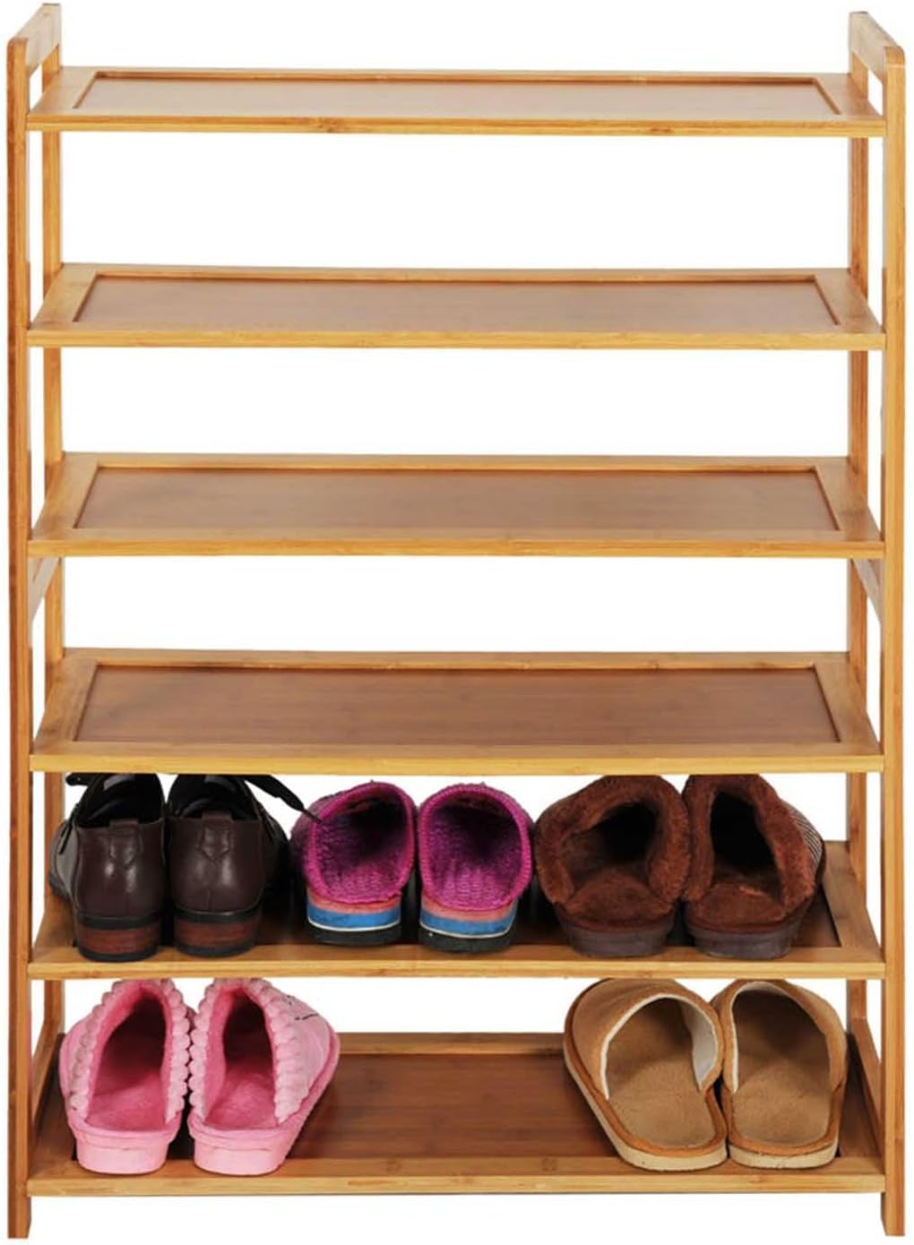 Zapatero de bambú de 6 niveles para zapatos, armario estrecho para zapatos, torre de zapatos, organizador de almacenamiento independiente para