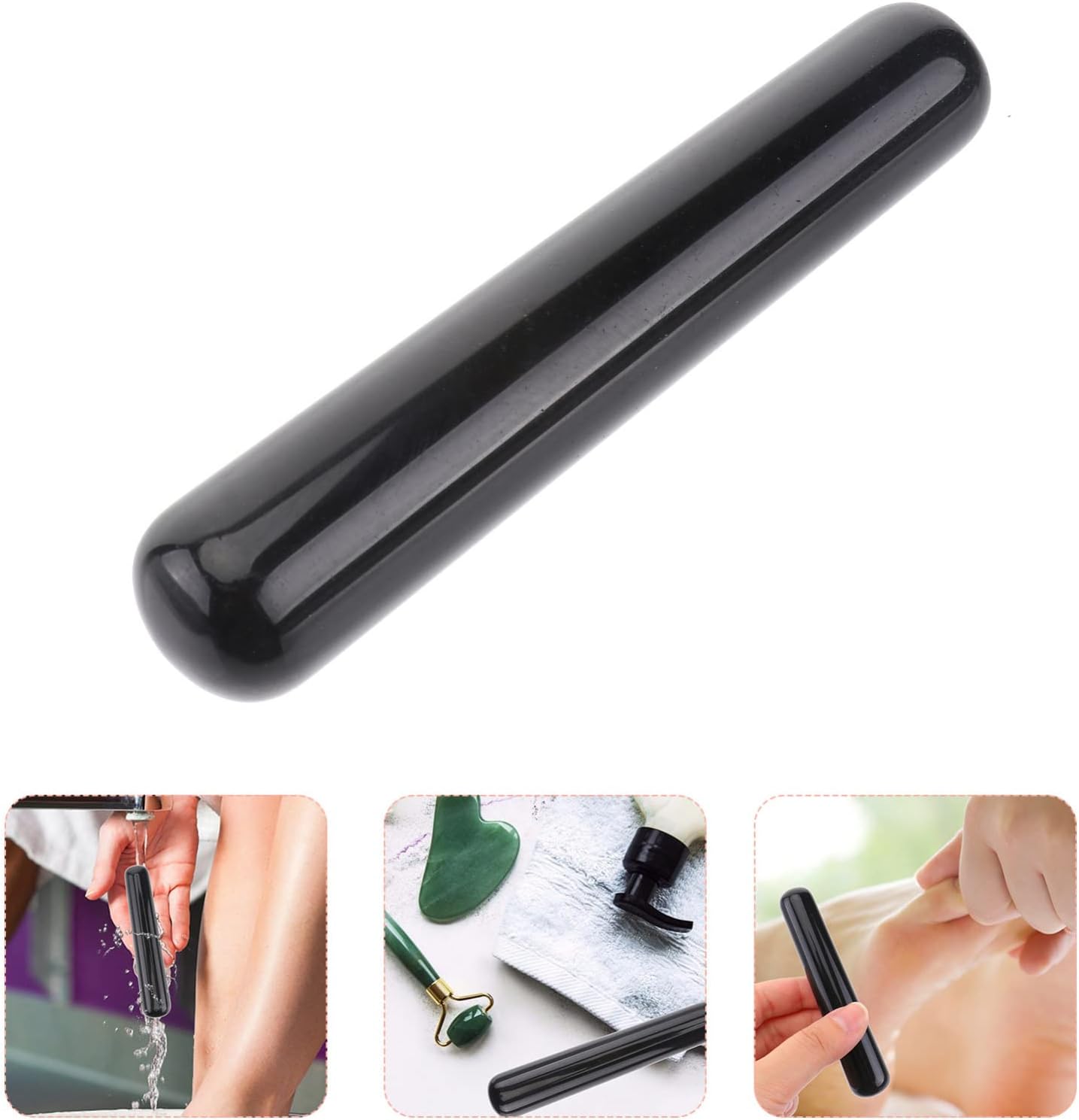 Rodillo de masaje Spa Herramientas de masaje Reflexología tradicional Pie Gua Raspado Relax Black Stick Sha Obsidiana Masaje tailandés Fascitis