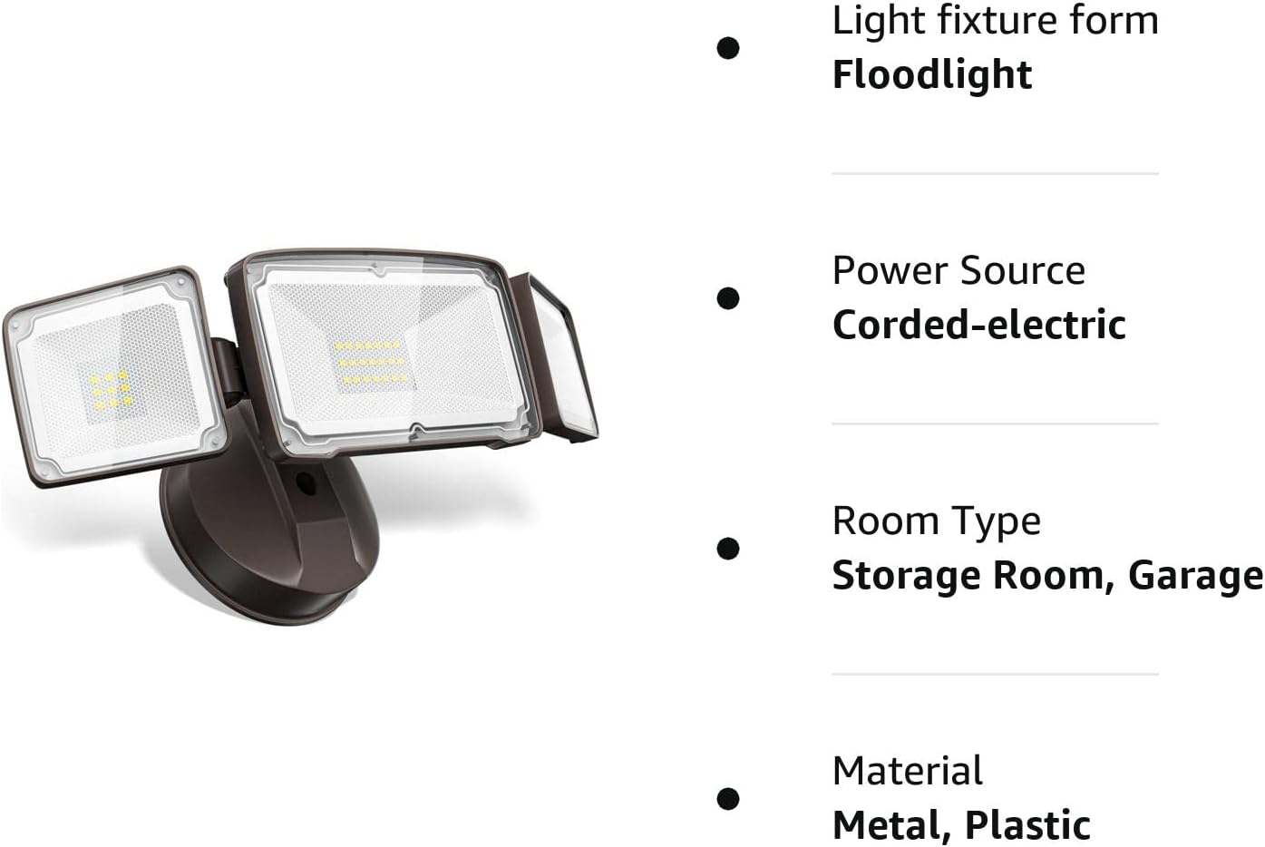 Amico Luz de seguridad LED de 3500 lúmenes, luz de inundación brillante para exteriores, luz de día de 5000 K, luz blanca IP65 impermeable con 3