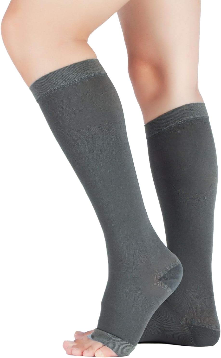 LIN PERFORMANCE Calcetines de compresión médica de 20-30 mmHg para mujeres y hombres, hasta la rodilla, con puntera abierta, para venas varicosas y