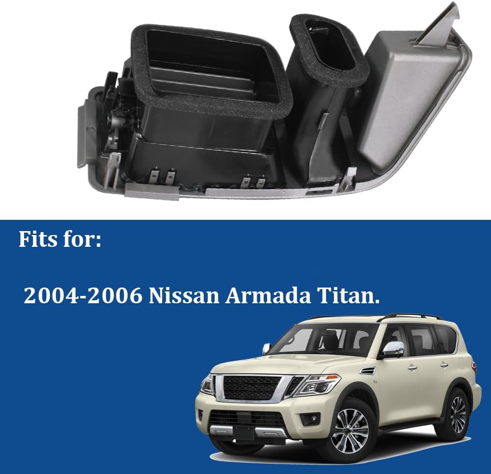 Panel de ventilación de aire AC para tablero de aire para Nissan Armada Titan 2004-2006 reemplaza 68420-9FD0B 68420-7S000 (lado derecho gris)