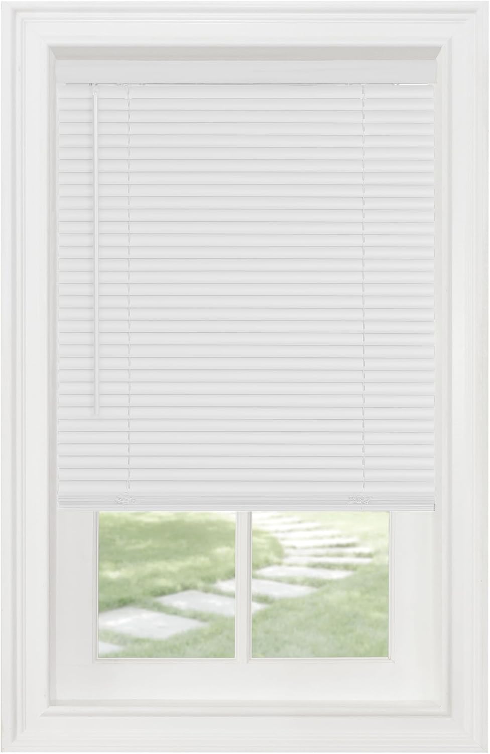 HOME DECOR GROUP Mini persianas sin cordones para ventanas, persianas de vinilo de 1 pulgada, persianas horizontales para interiores, montaje