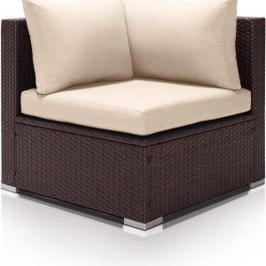 NICESOUL Muebles modulares de mimbre para exteriores, muebles de patio, sofá de ratán, seccionales, juego de conversación de mimbre, espacio libre NICESOUL Muebles modulares de mimbre para exteriores, muebles de patio, sofá de ratán, seccionales, juego de conversación de mimbre, espacio libre