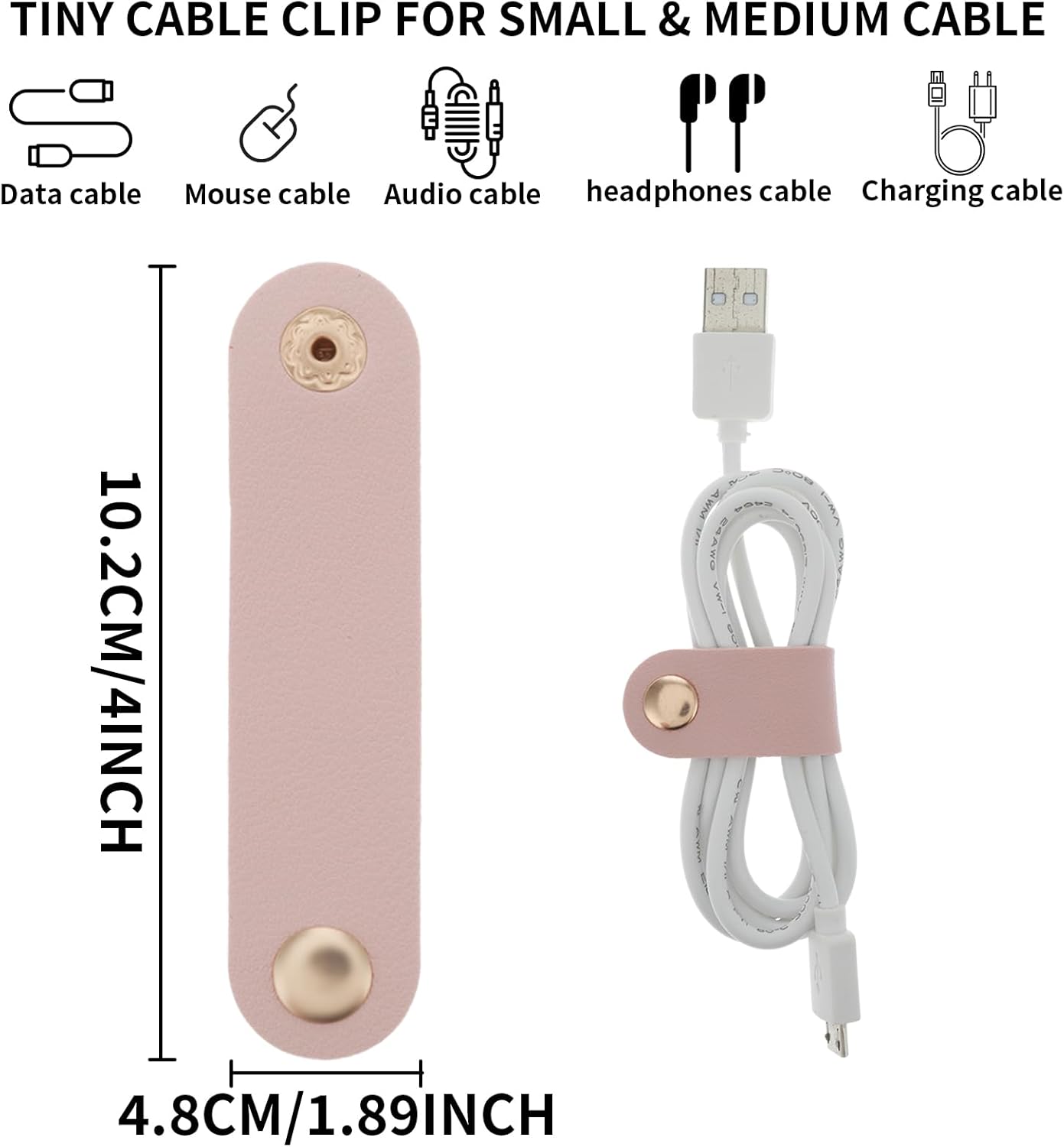 Organizador de cables de 6 piezas, organizador de cables de piel sintética, correas de cable reutilizables, clips, cable de carga, cable de