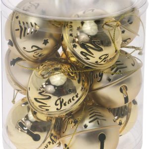 Boston International Adorno de árbol de campanas de Navidad para vacaciones de invierno, juego de 12, dorado Boston International Adorno de árbol de campanas de Navidad para vacaciones de invierno, juego de 12, dorado