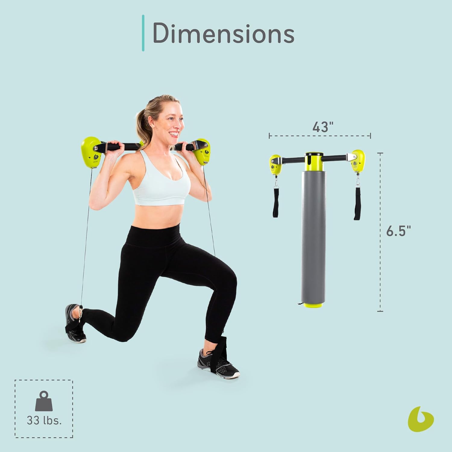 Balanced Body MOTR Barra de pilates, equipo de entrenamiento para fitness, equilibrio fuerza y agilidad, equipo de ejercicio para abdominales,