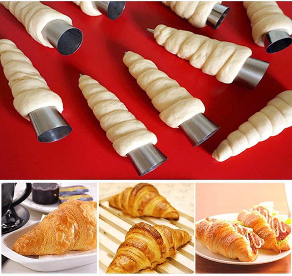 Joyeee Paquete de 30 moldes antiadherentes para cuernos de crema, molde grande de acero inoxidable de 5 pulgadas para cocinar bricolaje pastelería