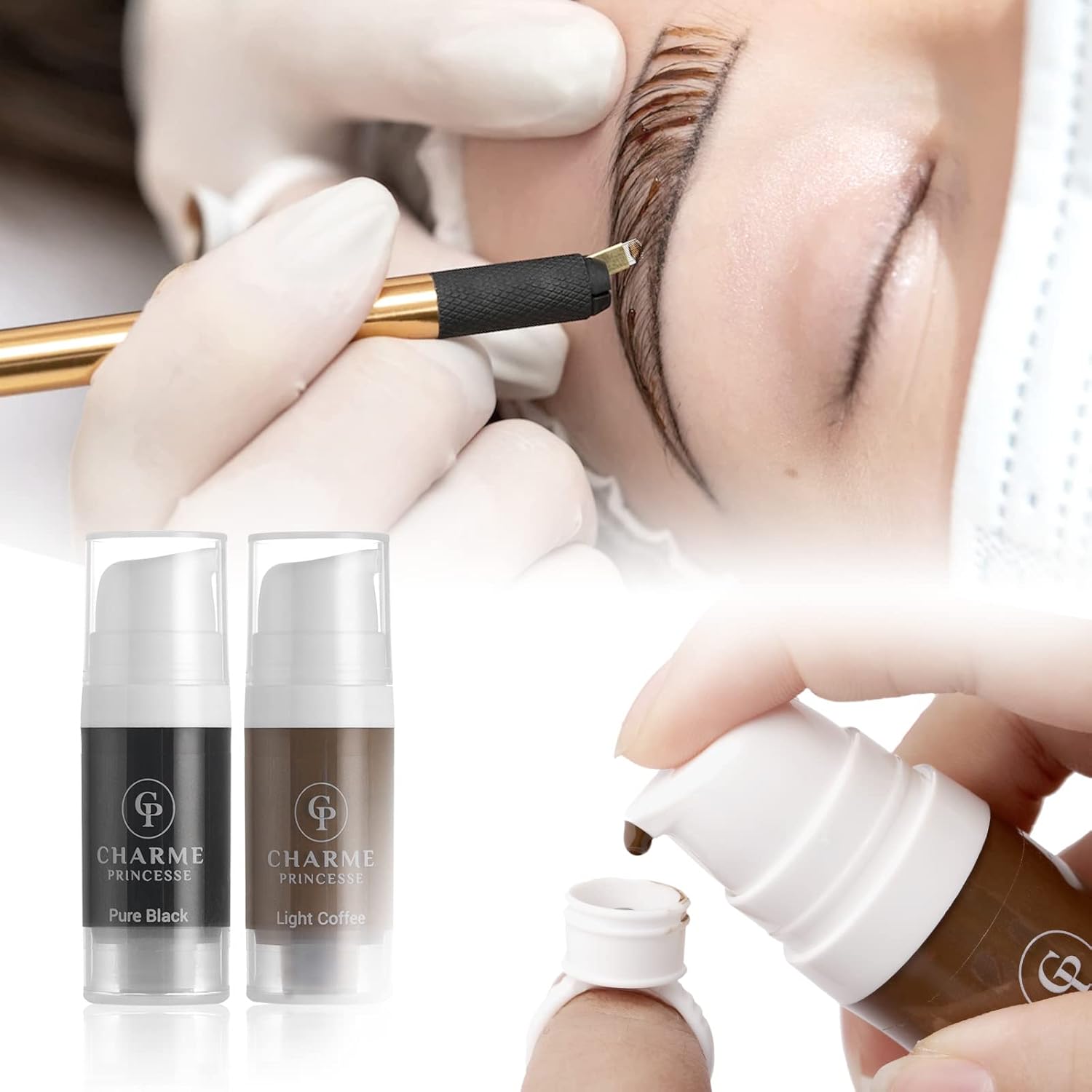 Charme Princesse Pigmento Tinta Permanente Micropigmento Cosmético Pigmento Delineador de Ojos de Cejas Labios Cosmético Café Oscuro Pigmento de