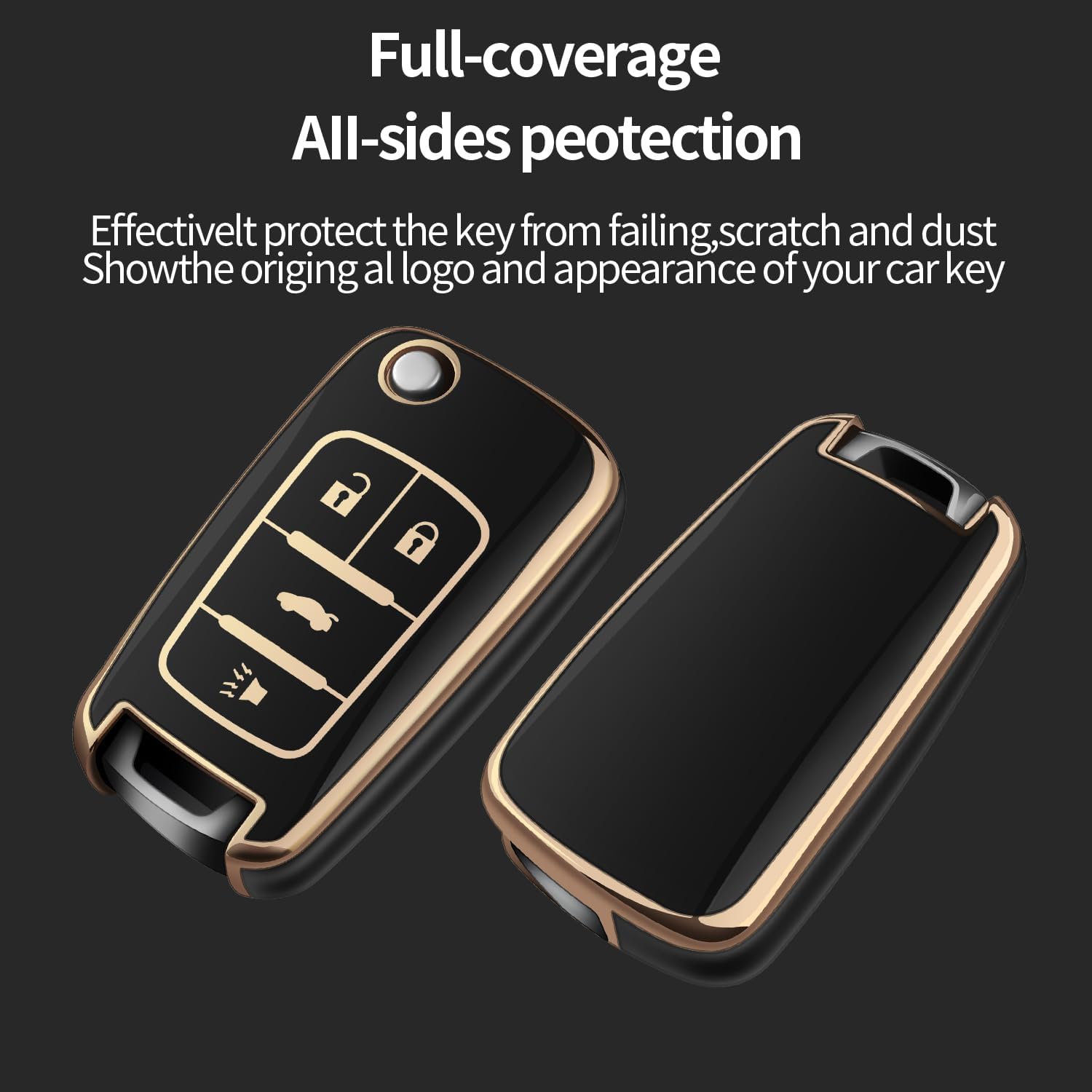 Bqepe Funda para llavero Chevy compatible con Chevrolet Equinox Camaro Cruze Malibu Sonic Buick Terrain, funda de llave inteligente, Negro –