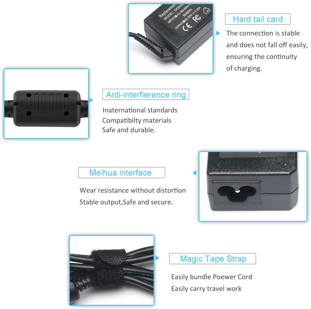 LQM Adaptador de CA de 20V 3.25A 65W USB-C Tip Cargador de Reemplazo para Lenovo Yoga 2 11 11s 13 2 Pro, Flex 2 15 15D 14 10, IdeaPad S210 U430