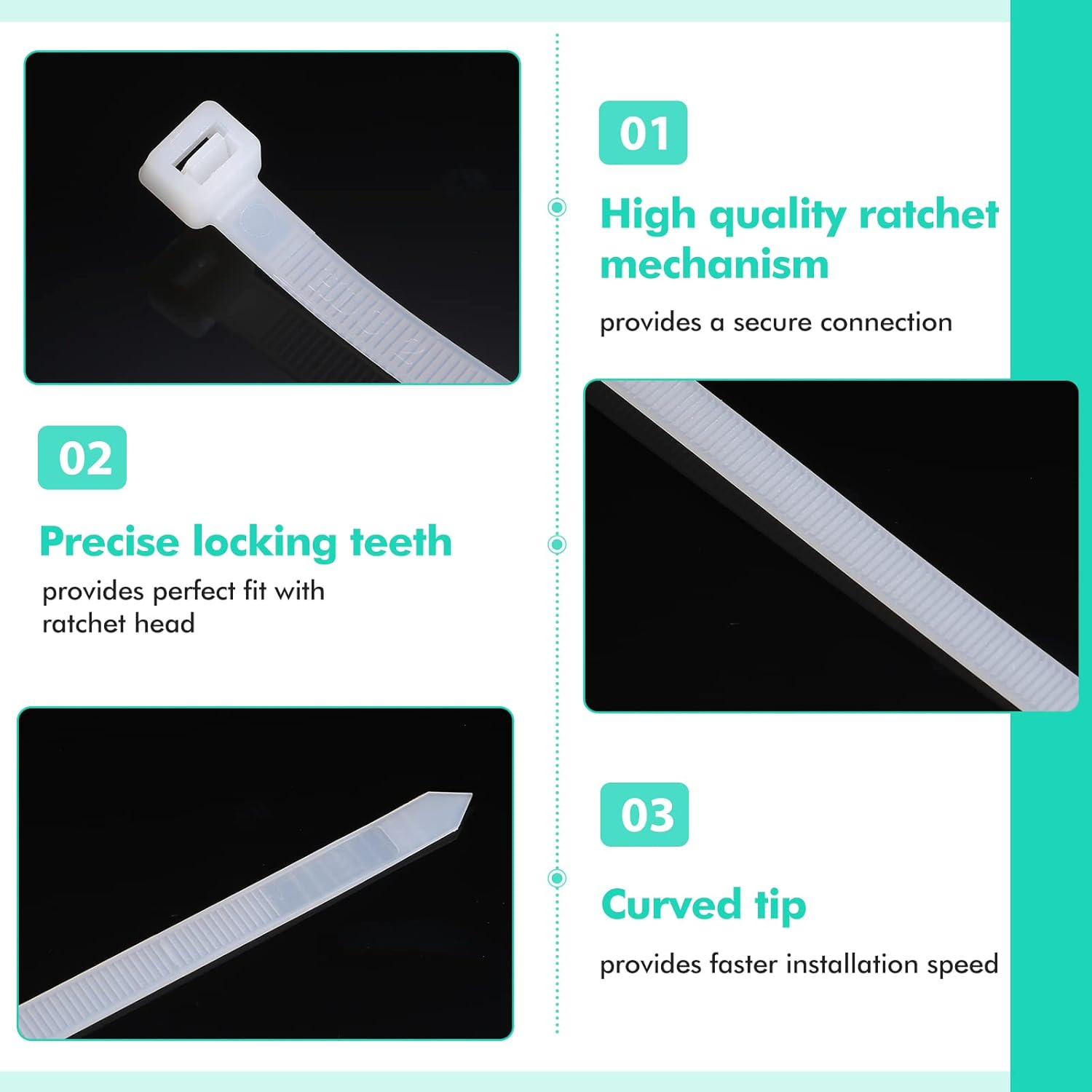100 bridas para cables resistentes para interiores y exteriores, ataduras de toldos, ramas de cultivo (blanco, 12 pulgadas)