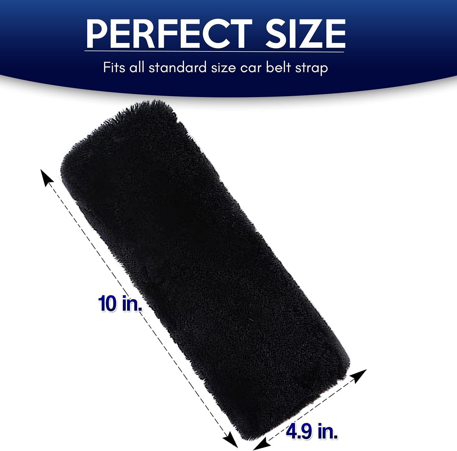 Zone Tech – Funda para volante de piel de oveja negra y almohadilla para cinturón de seguridad, funda elástica para volante de piel de oveja, color