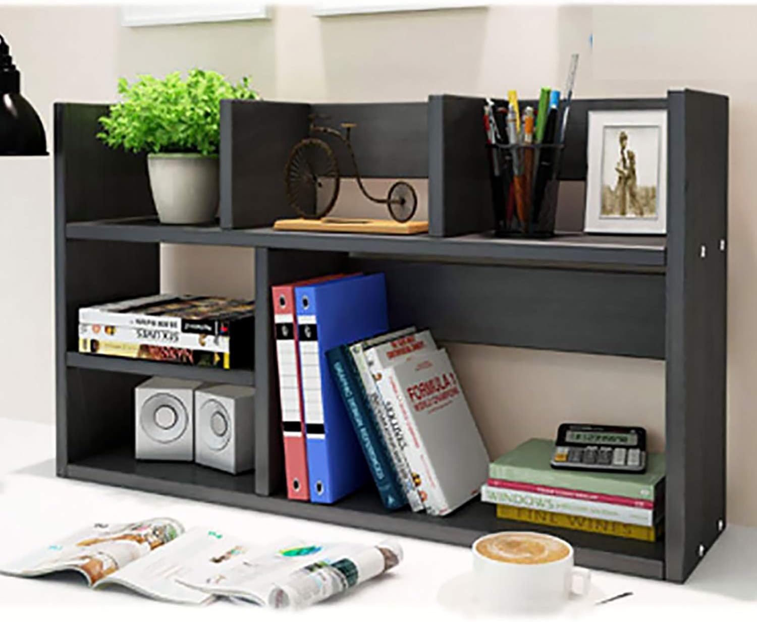 TY ARTS & CULTURE – Organizador de almacenamiento de escritorio de madera, multiusos, estantería de escritorio, estante grande, estante de encimera,