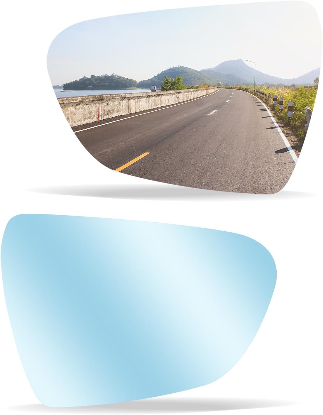 Espejo lateral azul antirreflejos para Tesla Model 3 2017-2023, espejo lateral de desempañamiento térmico de gran angular con placa trasera, 1 par