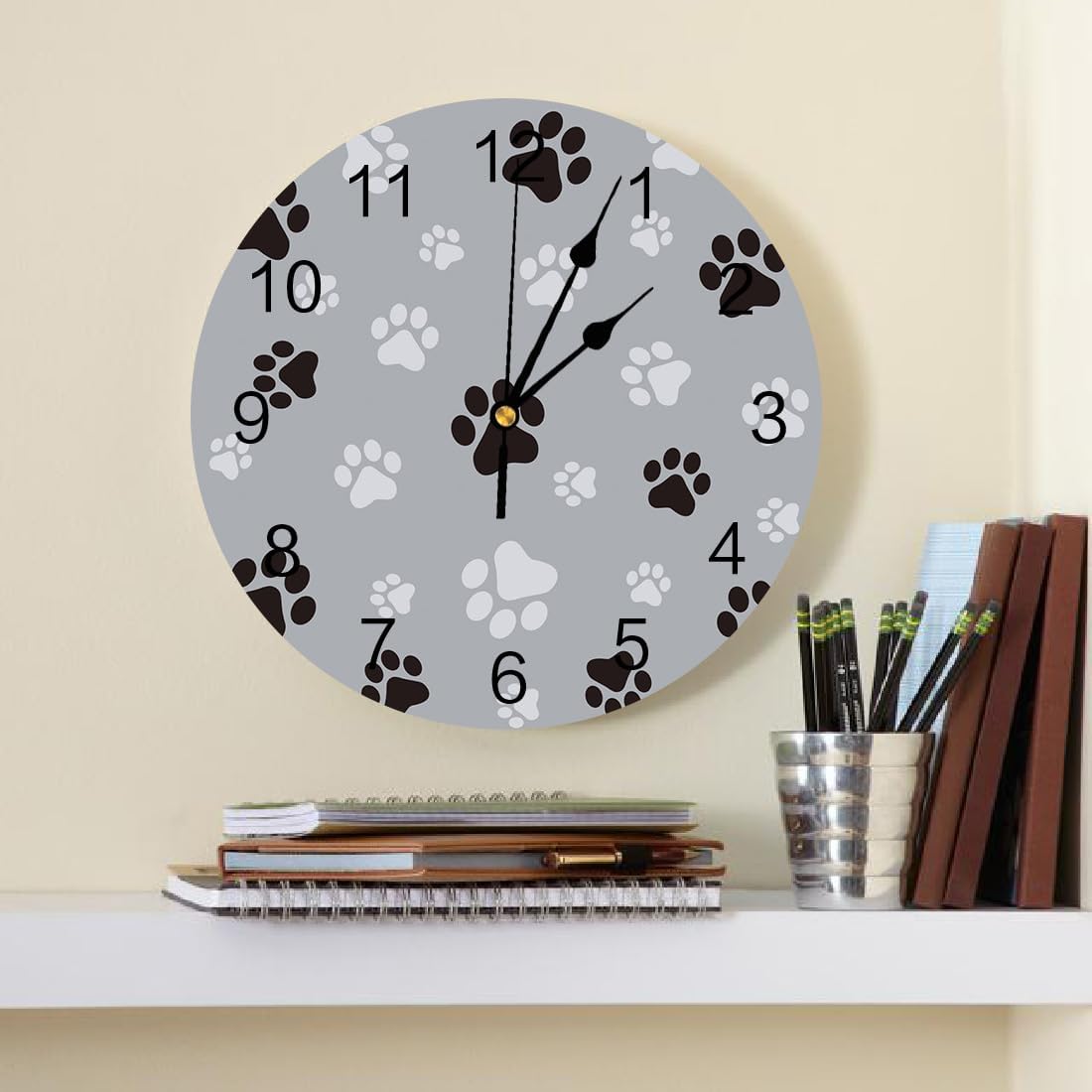 Silent – Reloj de pared decorativo sin tictac para cocina, dormitorio, baño, oficina, sala de estar, lavandería, hogar, funciona con pilas, reloj de