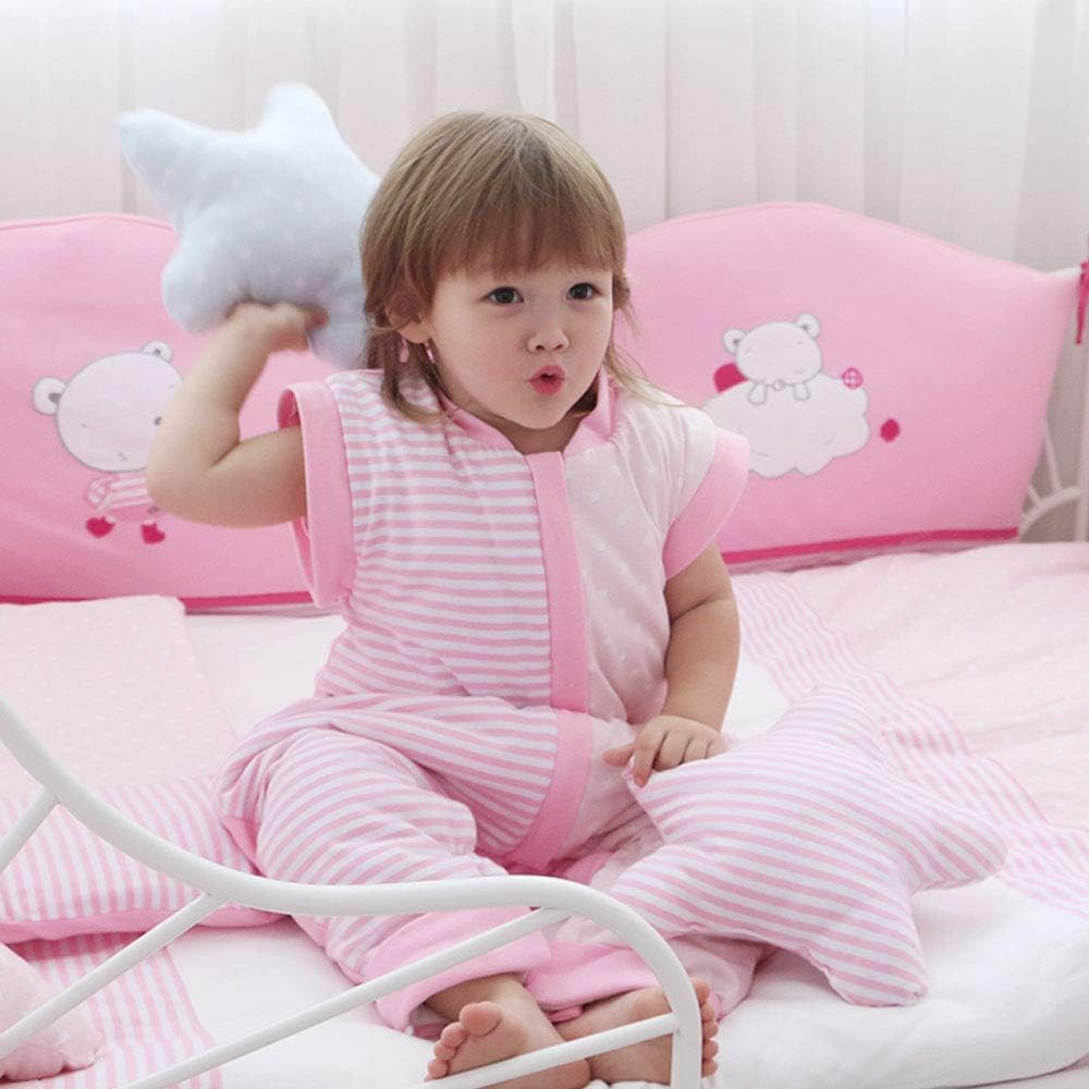 Saco de dormir para niños pequeños con pies, grande (3-7T) de algodón de 1.5 tog de manga larga, saco de dormir para bebé con piernas para caminar,
