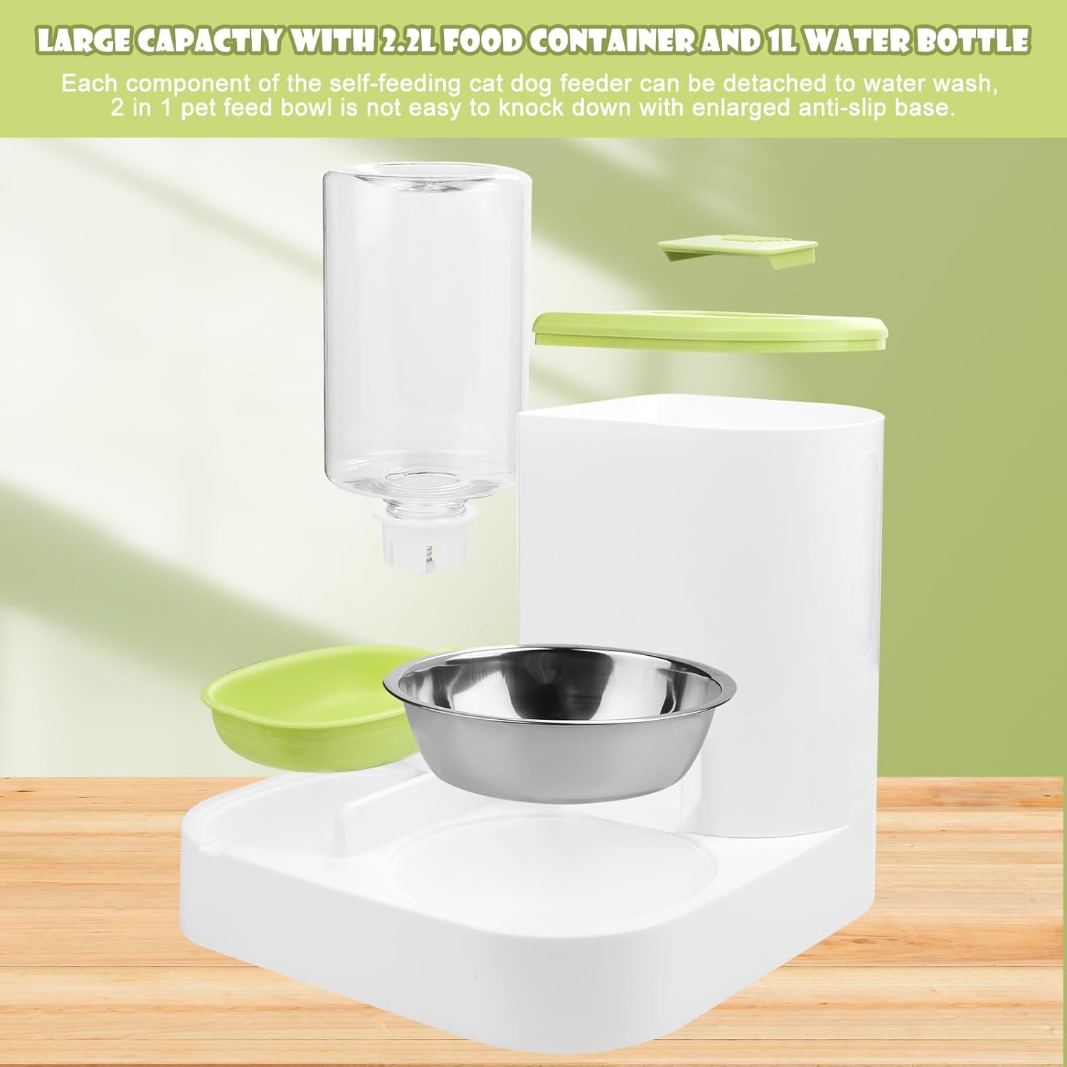 Auto Gravity – Juego de comedero y bebedero de alimentos para mascotas, dispensador automático de alimentos y dispensador de agua 2 en 1 para