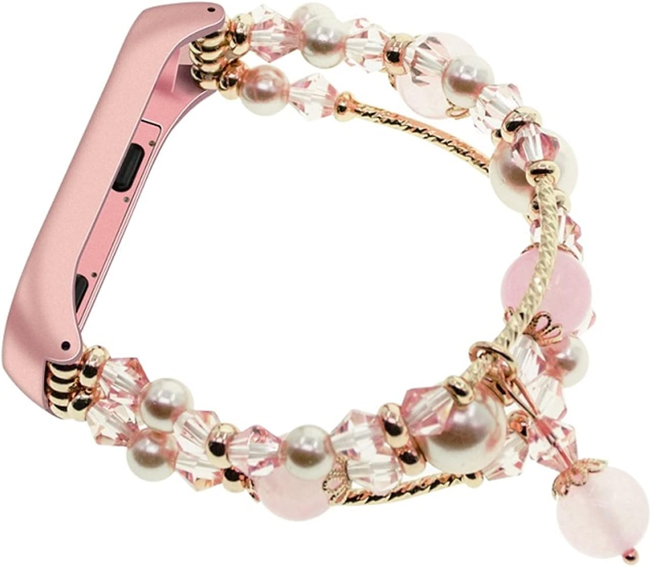 WAITAO Pulsera de cadena de cuentas para Mi Band 6 5 4 3 correa de reloj de joyería correa de ágata para MIband Metal Link correa de muñeca (color