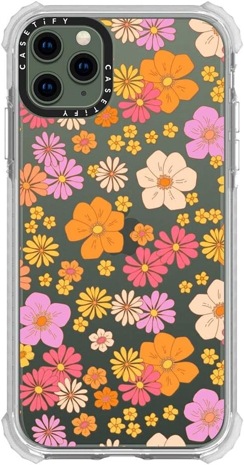 CASETiFY Funda Ultra Impact para iPhone 11 Pro Max protección contra caídas de 9.8 pies  Flores hippie retro boho (patrón floral de los años 6070