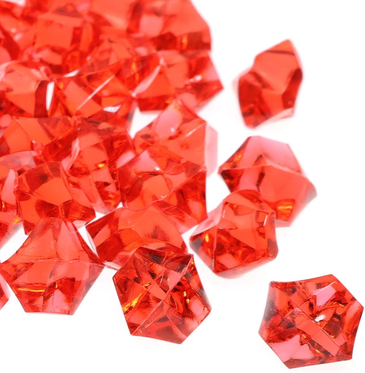 Cubo de hielo falso, 100 piezas de diamantes rojos transparentes irregulares de cristal de roca de hielo para decoración del hogar, fiesta, boda,