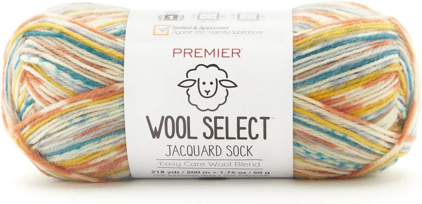 Premier Yarns Lana Select – Hilo Jacquard Socks de peso superfino, lavable a máquina, hecho de lana y poliamida, Trailblazer, 1.75 onzas, 218 yardas