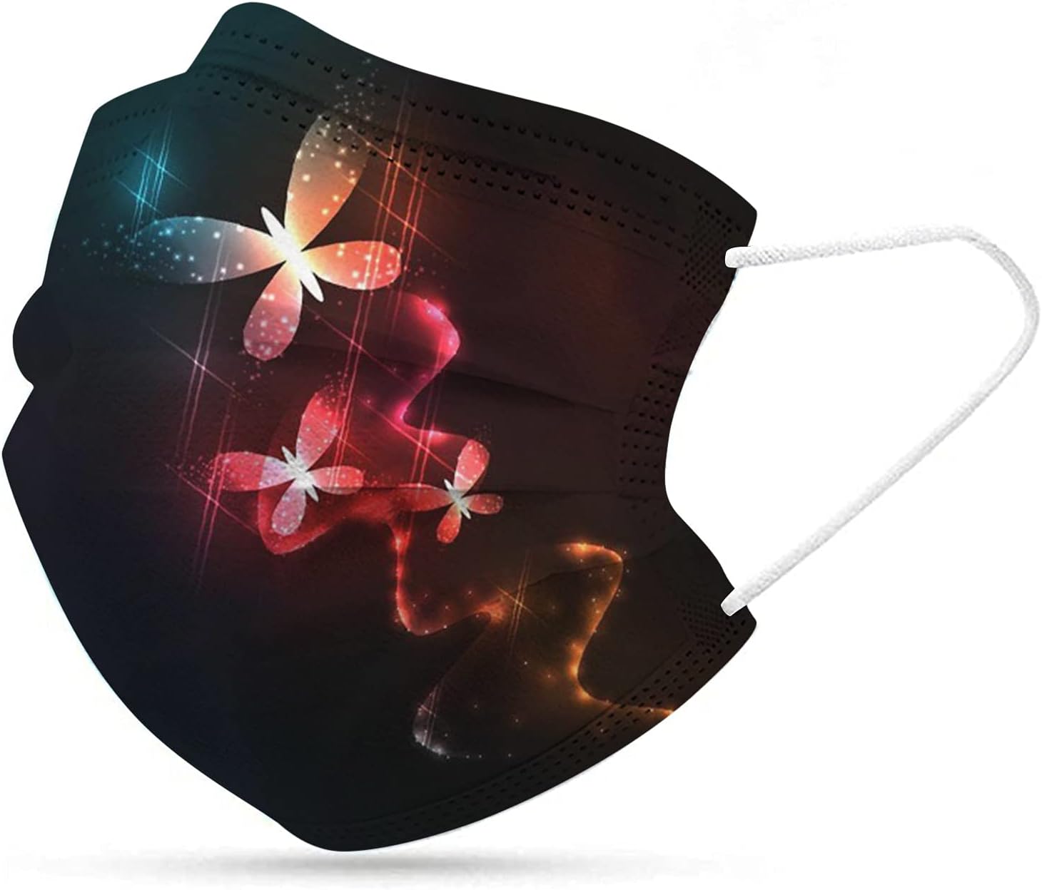 Rowa Paquete de 50 mascarillas desechables de mariposa para adultos con diseño, 3 capas protectoras transpirables para mujeres y hombres con alambre