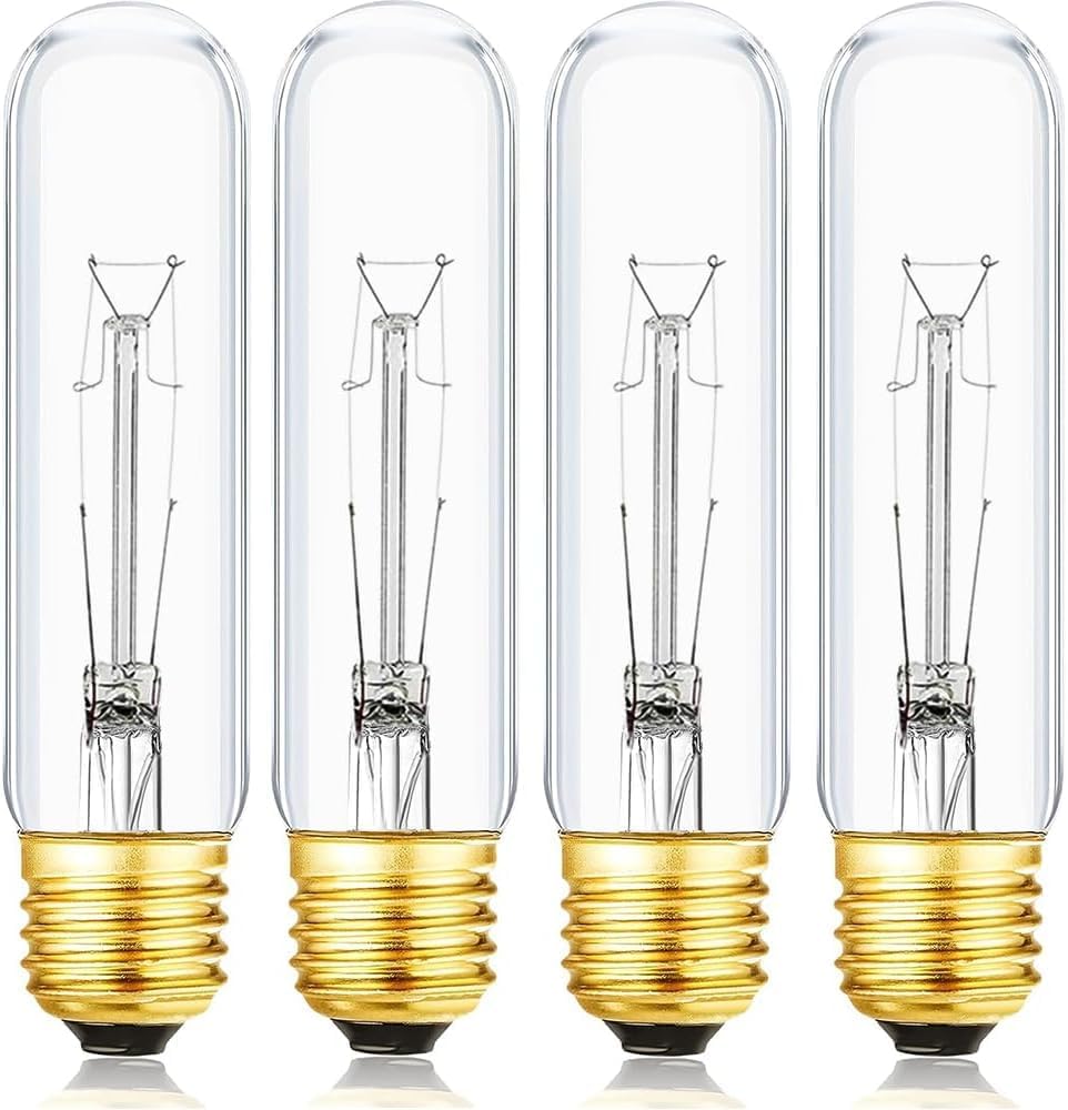 Bombilla incandescente tubular transparente T10 de 25 W, bombilla de escaparate de estilo vintage, lámpara de escaparate, blanco suave de 2700 K,