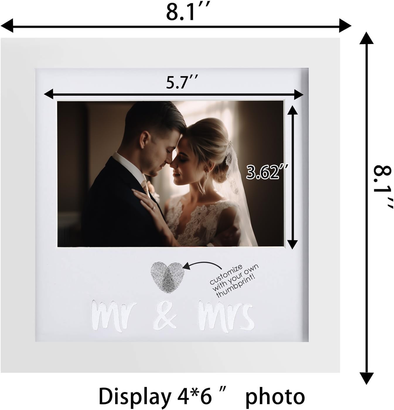 Jinchuan Paquete de 2 marcos de recuerdo con huella dactilar de corazón y kit de tinta, marco de fotos de boda, idea de regalo de despedida de