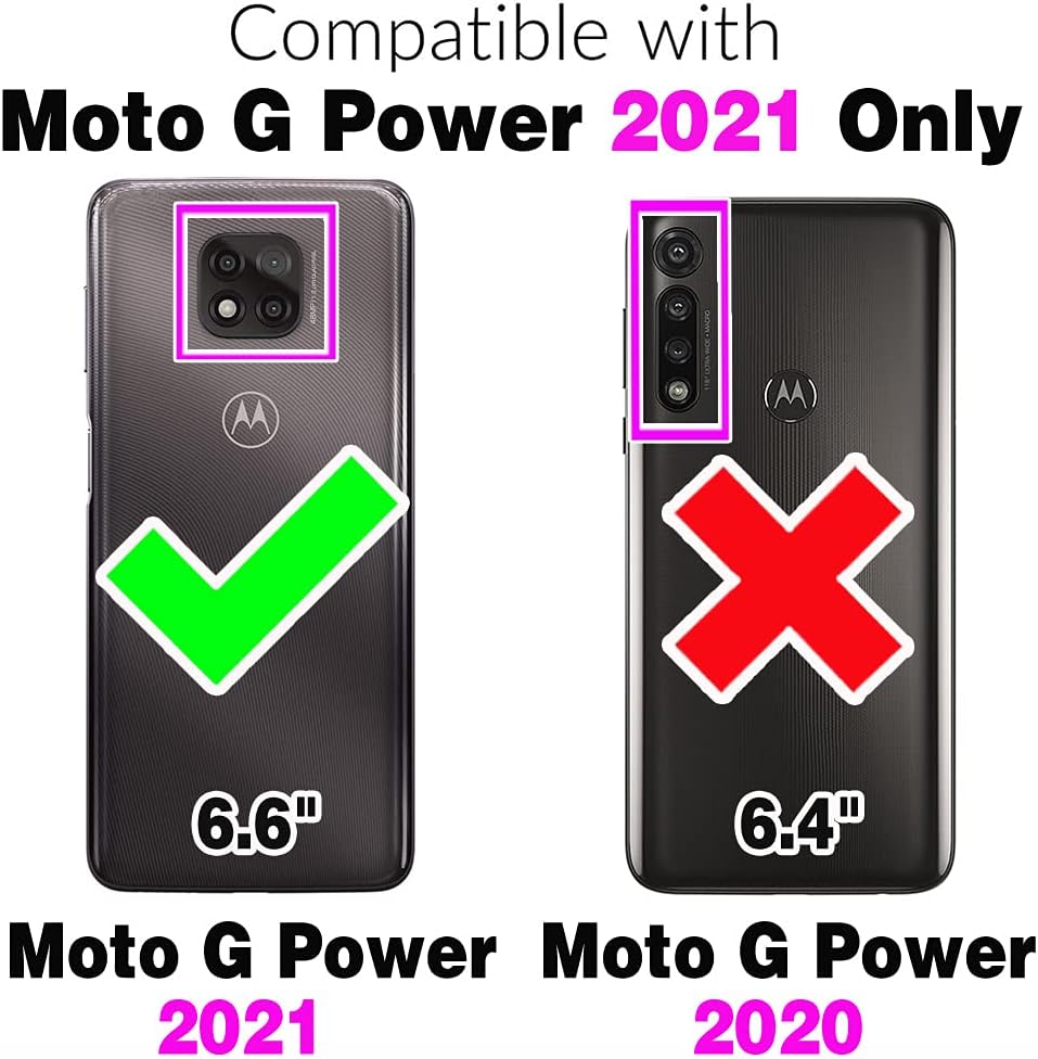 Asuwish Funda de teléfono para Moto G Power 2021 con protector de pantalla de vidrio templado y correa para la muñeca, soporte para tarjeta de